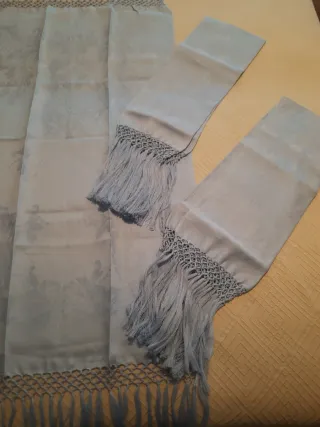 Set 3 Asciugamani lino azzurri con frangia