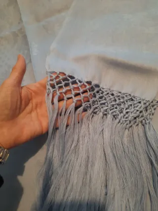 Set 3 Asciugamani lino azzurri con frangia