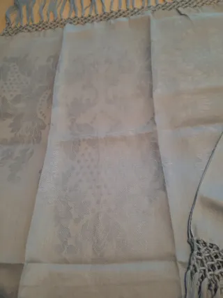 Set 3 Asciugamani lino azzurri con frangia