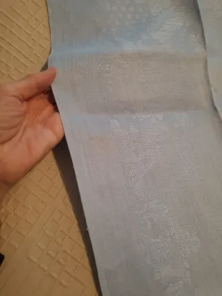 Set 3 Asciugamani lino azzurri con frangia