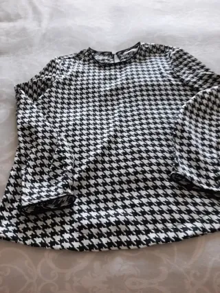 Camisa satinada estampado pata de gallo