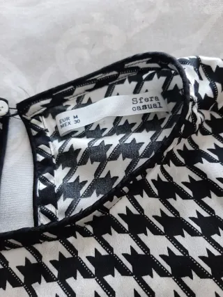 Camisa satinada estampado pata de gallo