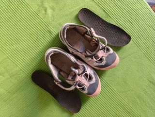 Zapatos niña T.35 gris y rosa