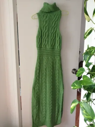 Vestido de lana tejido verde