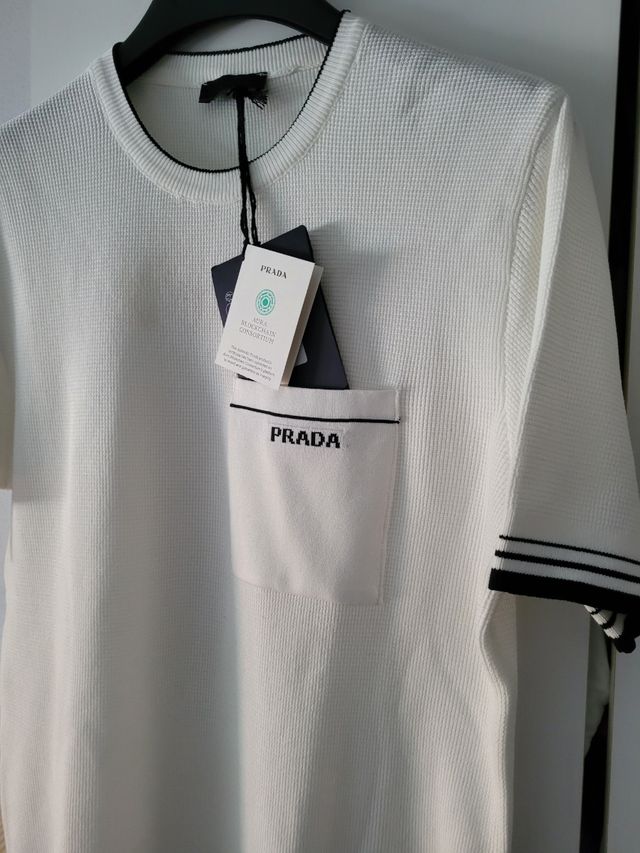 Camiseta Prada Blanca/negra tejido de punto