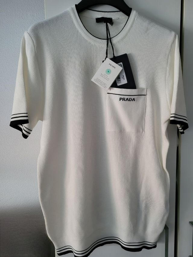 Camiseta Prada Blanca/negra tejido de punto