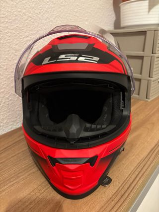 Casco Moto LS2 Rojo y Negro TALLA S Mujer