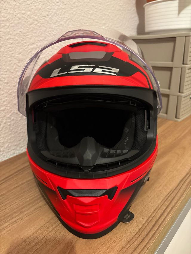Casco Moto LS2 Rojo y Negro TALLA S Mujer