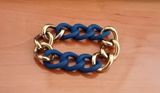 Pulsera eslabones dorados y azul