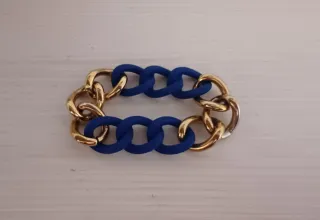 Pulsera eslabones dorados y azul