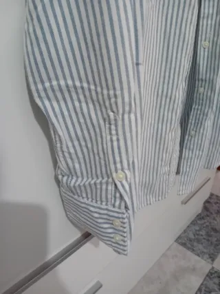 Camisa H&M Rayas Verticales Celeste M