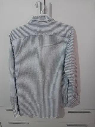 Camisa H&M Rayas Verticales Celeste M