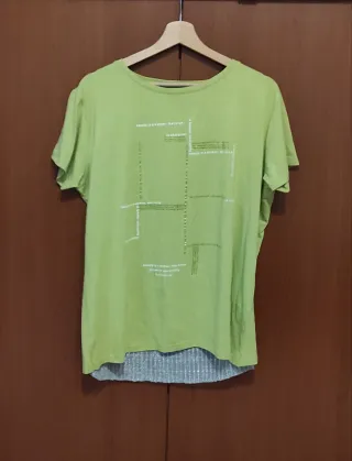 T-shirt verde chiaro con parti laminate, L/XL