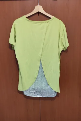 T-shirt verde chiaro con parti laminate, L/XL