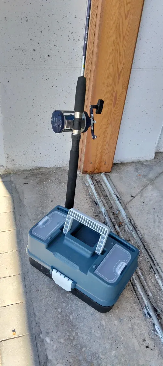 Caña de pescar y rapalas con caja