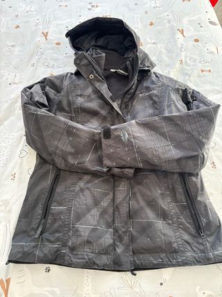 Impermeable Columbia Mujer Negro/Gris