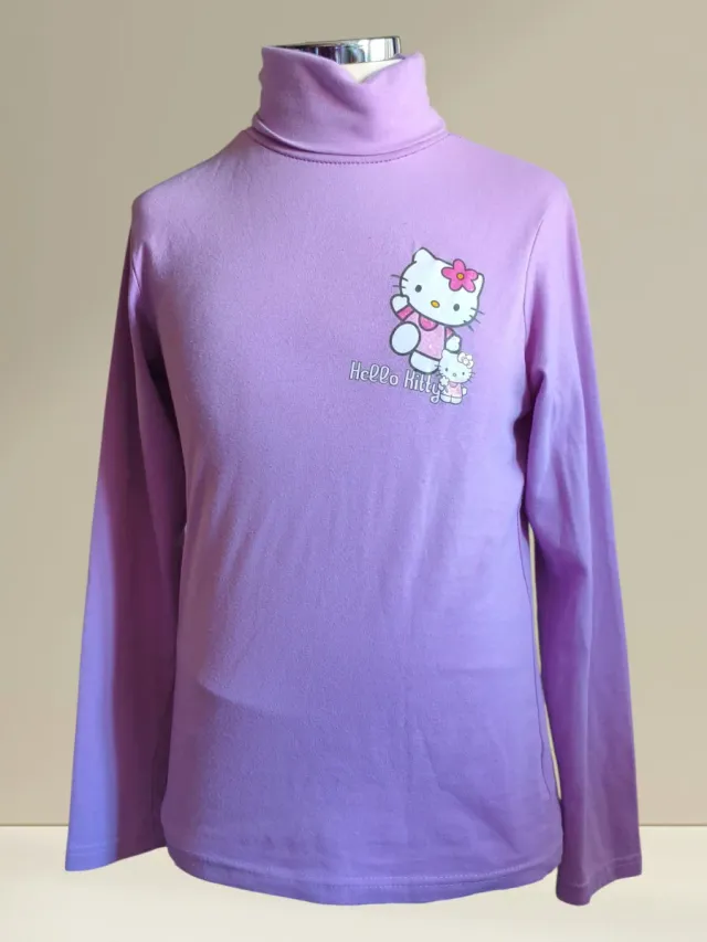 Jersey cuello vuelto Hello Kitty niña morado