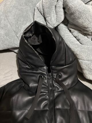 Cazadora Zara Negra Cuero Sintético