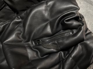 Cazadora Zara Negra Cuero Sintético