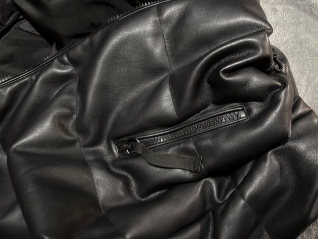 Cazadora Zara Negra Cuero Sintético