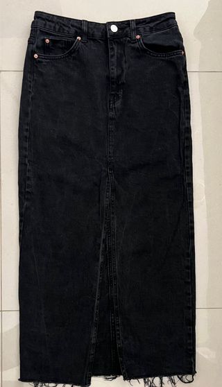 Falda larga vaquera negra mujer