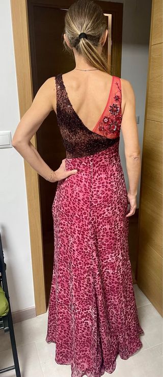 Vestido fiesta/boda rosa y rojo.  precioso
