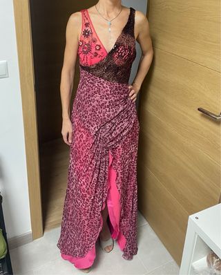 Vestido fiesta/boda rosa y rojo.  precioso