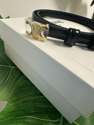 Cinturón Celine 100cm Negro/Dorado Nuevo