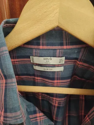 Camisa Mango cuadros azul y rosa Talla L