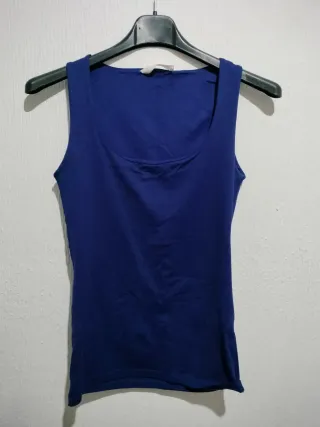 Camiseta sin mangas azul mujer