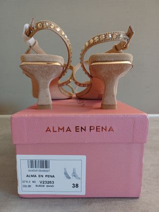 Sandalias Alma en Pena Talla 38 Beige y Dorado