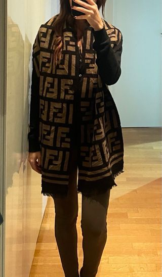 Sciarpa Fendi FF Logo Marrone Nero