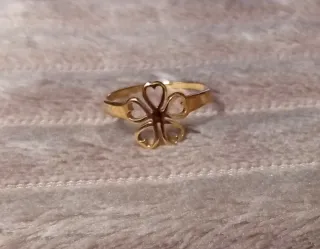 Anillo Flor Acero Dorado Ajustable