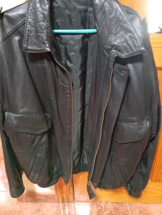 Cazadora Piel Ovina Negra Hombre Talla L