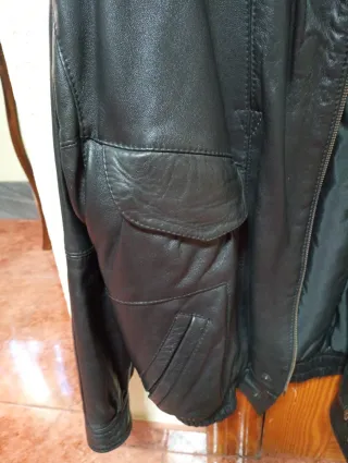 Cazadora Piel Ovina Negra Hombre Talla L