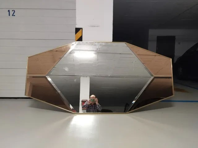 Espejo Grande Geométrico Dorado