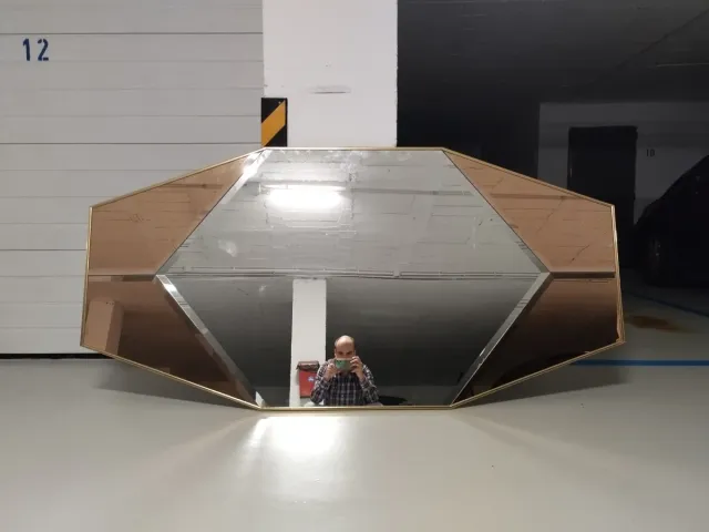 Espejo Grande Geométrico Dorado