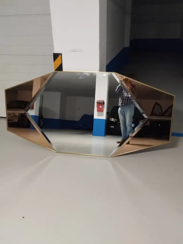 Espejo Grande Geométrico Dorado