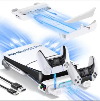 Base PS5 con Refrigeración y Cargador