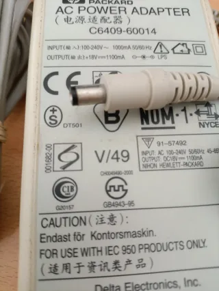 Adaptador AC HP C6409-60014 18V 1100mA