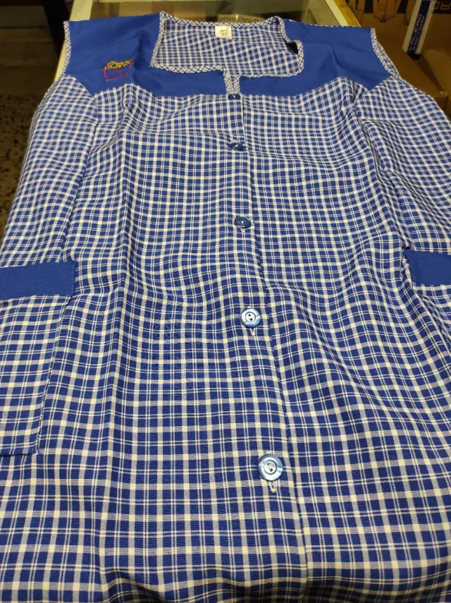 Mandilón largo cuadros azul y blanco