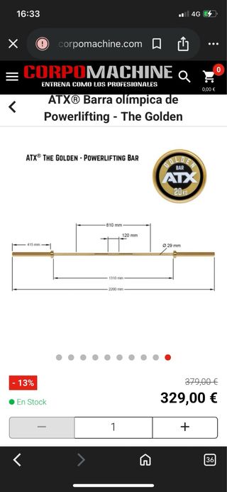 Barra Olímpica ATX Dorada