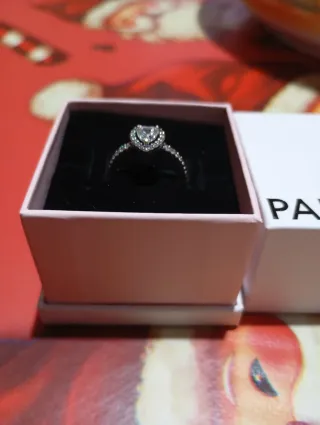 Anello Pandora Cuore Argento, misura 50.