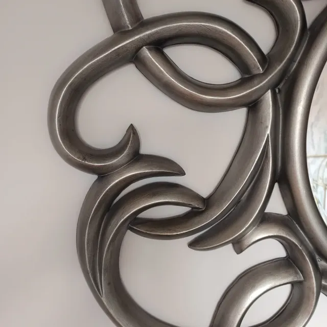 Espejo Redondo Decorativo Gris Plateado