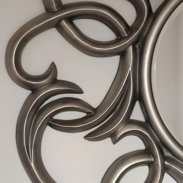 Espejo Redondo Decorativo Gris Plateado