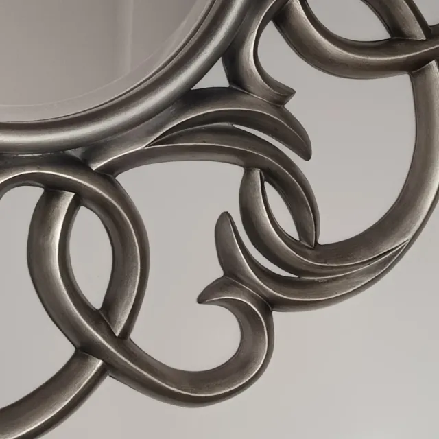 Espejo Redondo Decorativo Gris Plateado