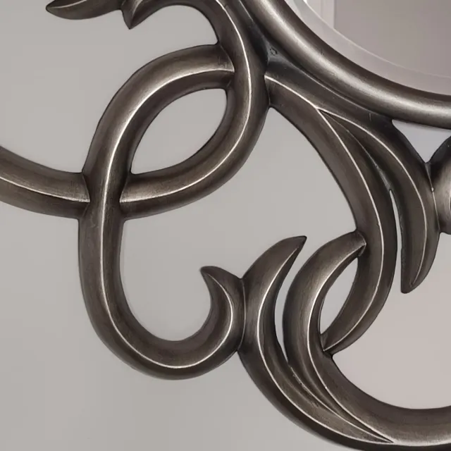 Espejo Redondo Decorativo Gris Plateado