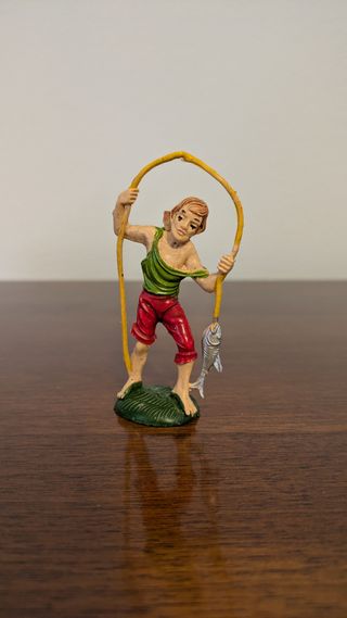 Statuina presepe pescatore con pesce Italy 7/27