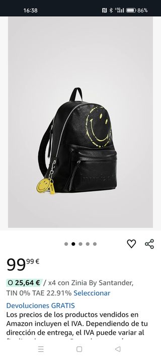 Mochila Desigual Smiley Negra