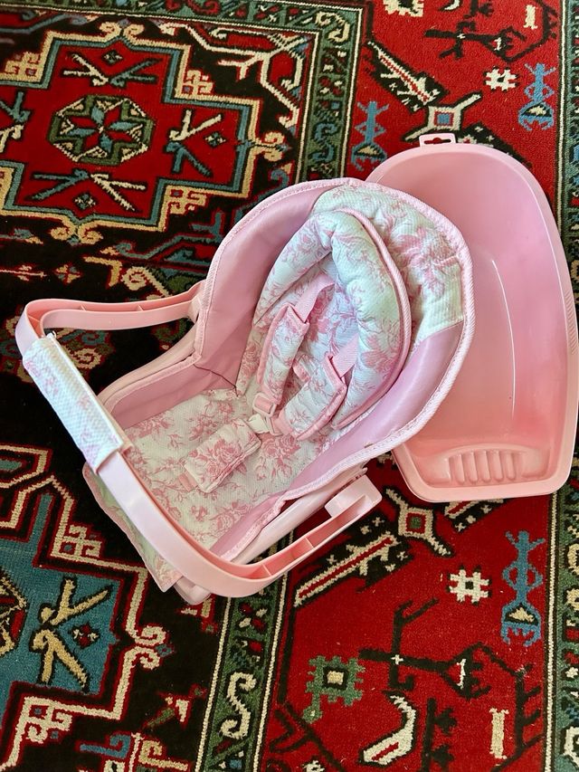 Pack bañera y capazo porta muñecos rosa